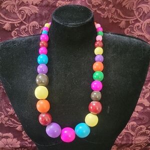 Vibrant Rainbow Beaded Necklace with Glossy Finish